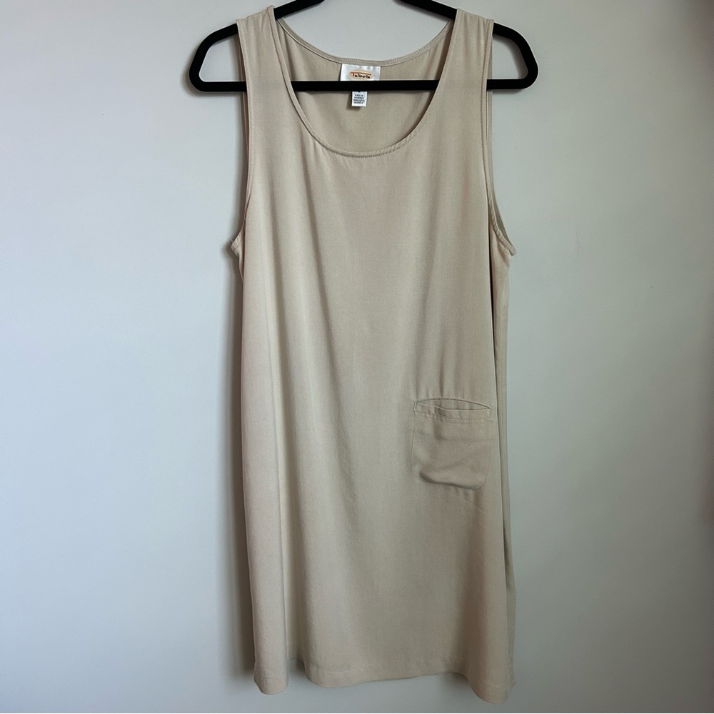 Talbots Classic Sleeveless Creme Pocket Dress Size Medium